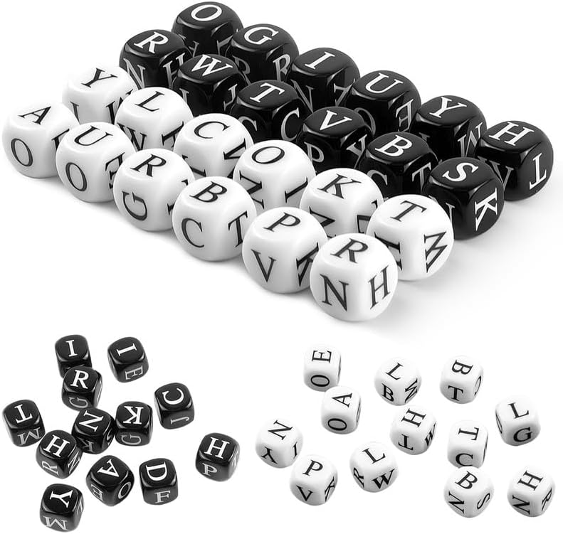 rytopt 24 Pcs Dice Set, The Crossword Solitaire Game, 6 Sided Dice Crossword Creative Game, Two-Player Interactive Family English Letter Dice Games for Adults - Image 1